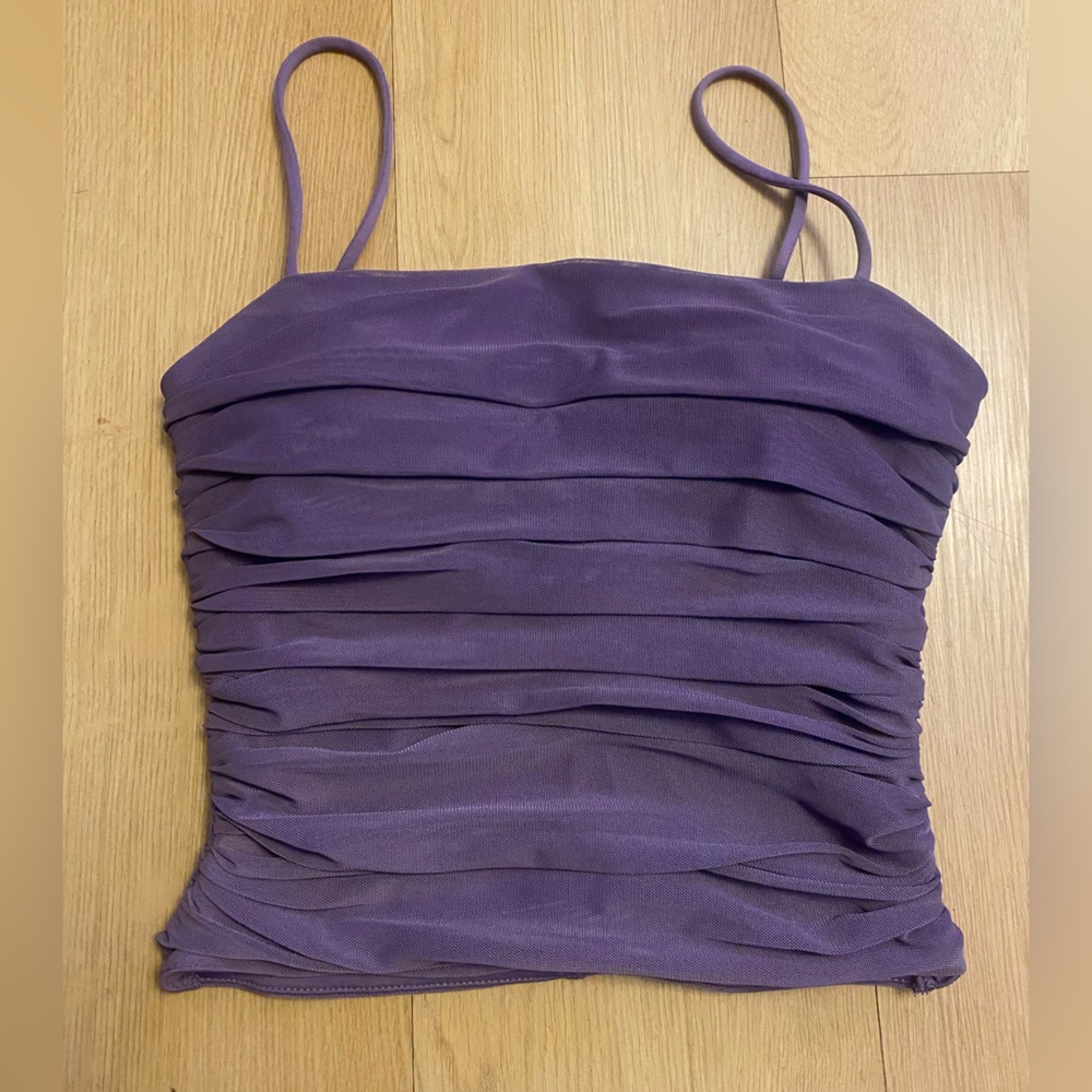 Express Purple Ruched Camisole - Picture 2 of 5